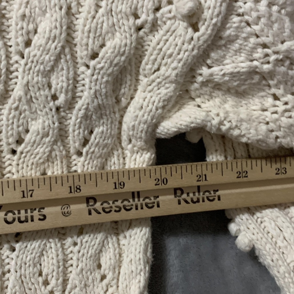 Vintage Yarnworks Sweater Womens Medium Ivory Handknit Cable Popcorn Chunky 90s - Picture 15 of 16